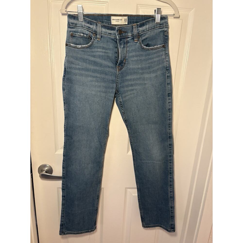 Abercrombie Kids Girls Straight Denim Jeans Blue 13/14 Regular Fit stretch waist